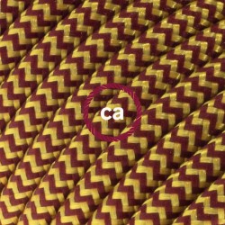 Στρογγυλό Υφασμάτινο Καλώδιο Ψαροκόκκαλο RZ23 - Χρυσό και Μπορντώ Creative Cables