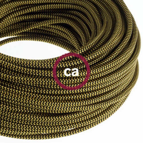 Στρογγυλό Υφασμάτινο Καλώδιο Ψαροκόκκαλο RZ24 - Χρυσό και Μαύρο Creative Cables