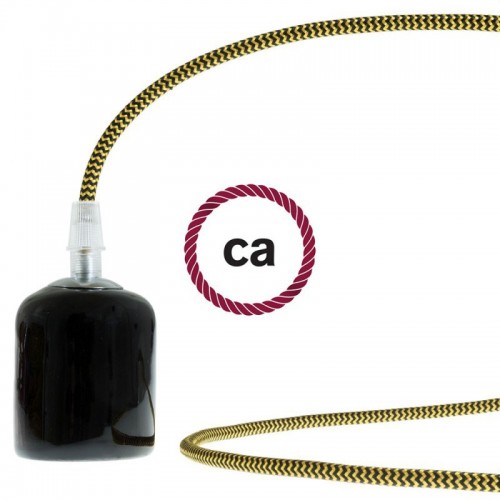 Στρογγυλό Υφασμάτινο Καλώδιο Ψαροκόκκαλο RZ24 - Χρυσό και Μαύρο Creative Cables