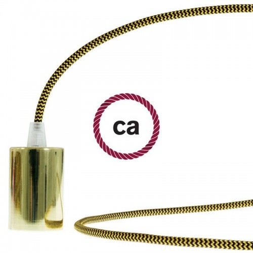 Στρογγυλό Υφασμάτινο Καλώδιο Ψαροκόκκαλο RZ24 - Χρυσό και Μαύρο Creative Cables