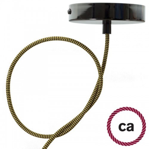 Στρογγυλό Υφασμάτινο Καλώδιο Ψαροκόκκαλο RZ24 - Χρυσό και Μαύρο Creative Cables