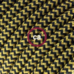 Στρογγυλό Υφασμάτινο Καλώδιο Ψαροκόκκαλο RZ24 - Χρυσό και Μαύρο Creative Cables