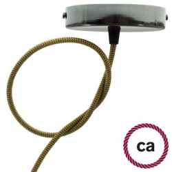 Στρόγγυλο Υφασμάτινο Καλώδιο καλυμμένο από βαμβάκι - ZigZag Δίχρωμο Χρυσό Μελί και Ανθρακί RZ27 Creative Cables