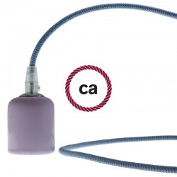 Στρόγγυλο Υφασμάτινο Καλώδιο καλυμμένο από βαμβάκι- ZigZag Πέτρινο Γκρι και Γαλάζιο Ωκεανί RZ25 Creative Cables