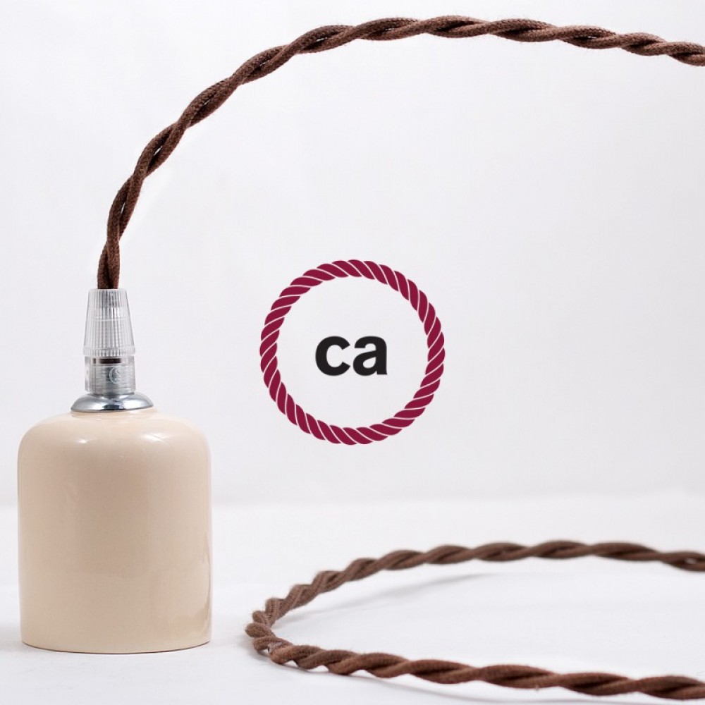 Στριφτό Υφασμάτινο Καλώδιο TC13 - Καφέ Βαμβάκι Creative Cables