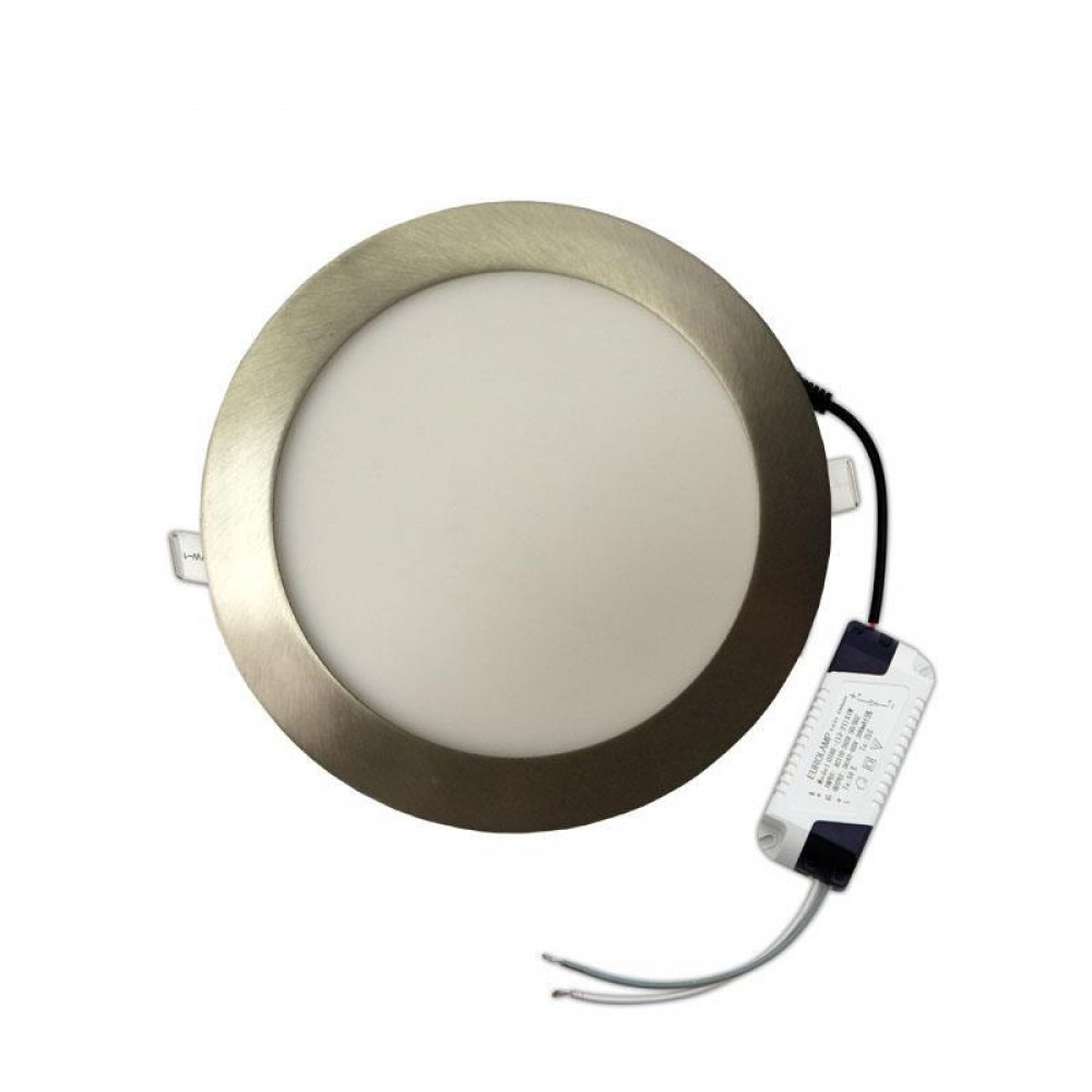 LED Slim Χωνευτό Downlight Οροφής 20W 120° Φ225 Σατινέ Στρογγυλό Eurolamp Ουδέτερο Λευκό 4000K