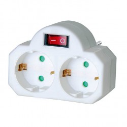 Αντάπτορας Από Ένα Σούκο Σε Δύο Σούκο Με Διακόπτη Λευκό Eurolamp