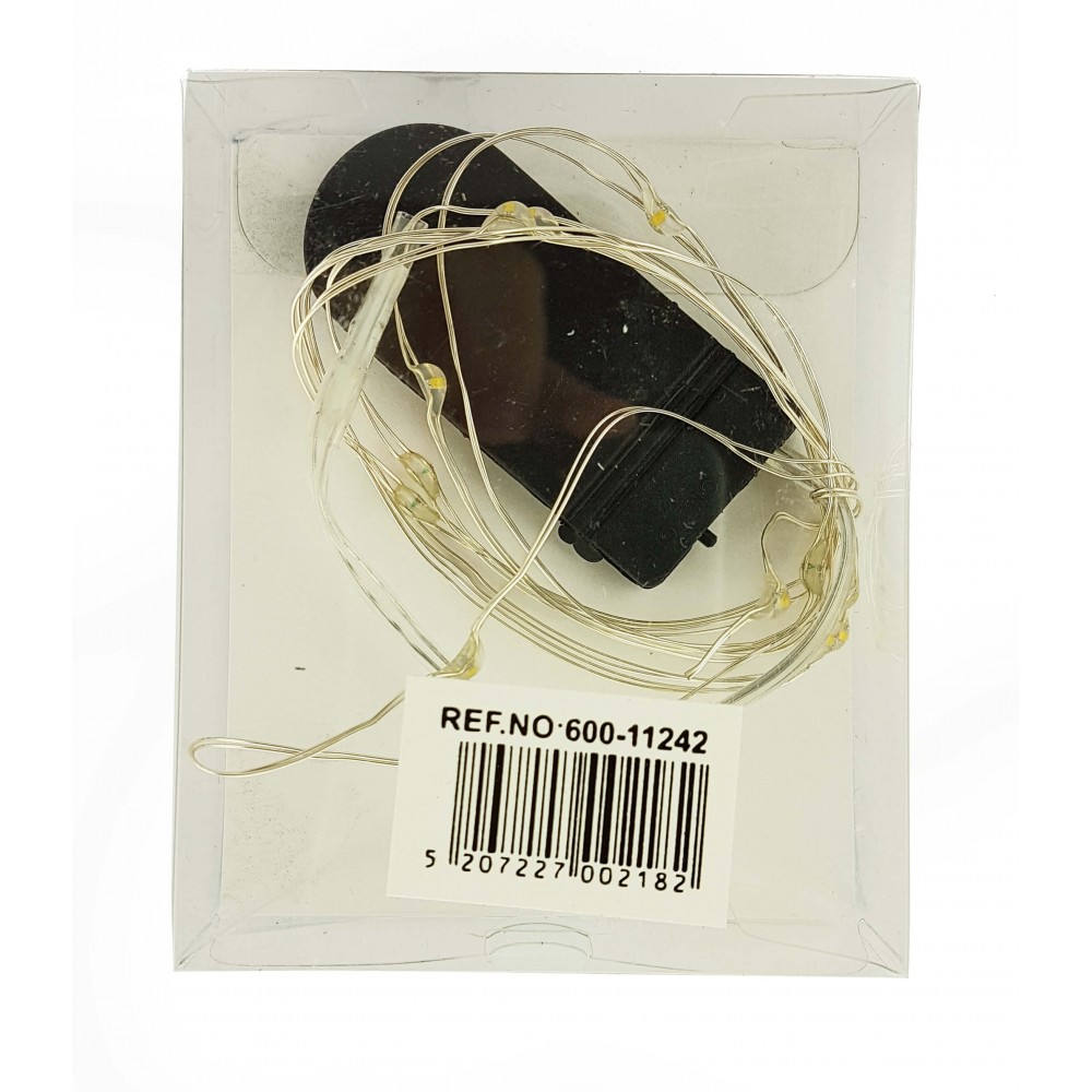 Fairy Lights 12 Led Σε Σειρά Με Μπαταρία - Ασημί Χαλκός IP20 Magic Christmas