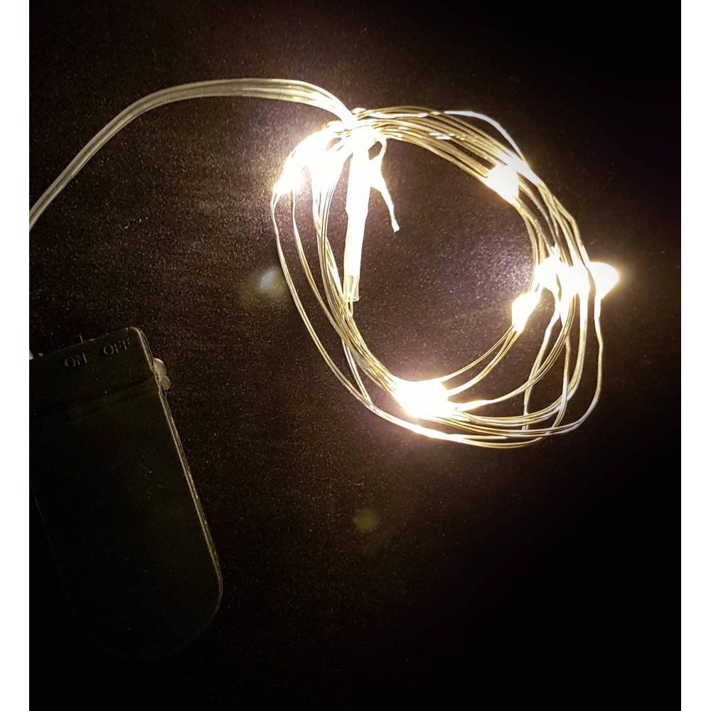 Fairy Lights 12 Led Σε Σειρά Με Μπαταρία - Ασημί Χαλκός IP20 Magic Christmas