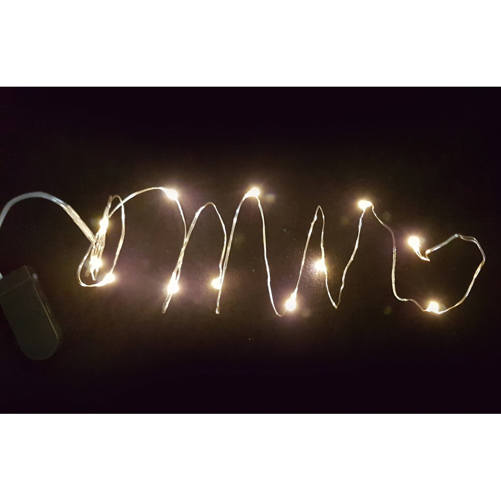 Fairy Lights 12 Led Σε Σειρά Με Μπαταρία - Ασημί Χαλκός IP20 Magic Christmas