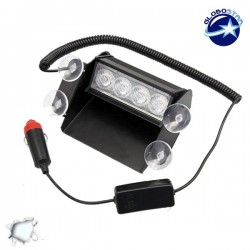 Φώτα Οδικής Βοήθειας 4 LED 12-24 Volt DC Λευκό για Παρμπρίζ Globostar