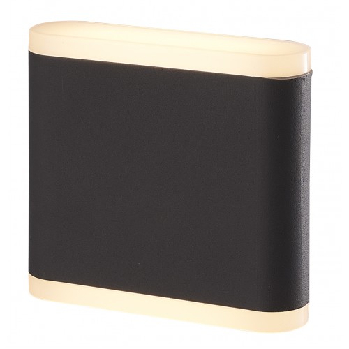 Led Απλίκα Επίτοιχη 6W 230V IP65 Θερμό Λευκό Γκρι Σκούρο Με Οπαλ PC Κάλυμμα Led Id