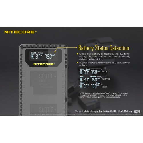 Φορτιστής NITECORE UGP5 για GoPro Hero5 Black