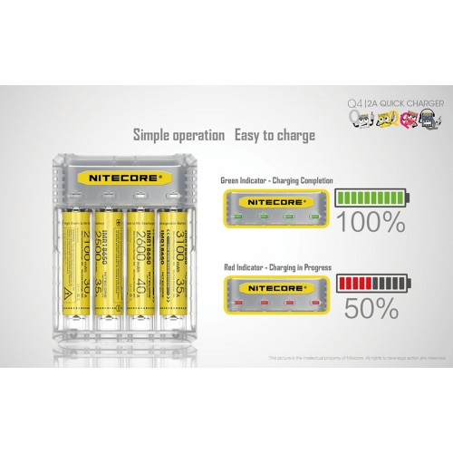Φορτιστής NITECORE Q4 Quick charger 2A Σε Διάφορα Χρωματα