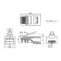 Τηλεφωνικό Φις 8P8C YH8-807 (SS320) 100τμχ TOP ELECTRONIC