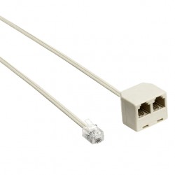 Τηλεφωνικό Καλώδιο Προέκτασης Αρσενικό/2 Θηλυκά 6P4C 0.2m Λευκό T206 TOP ELECTRONIC