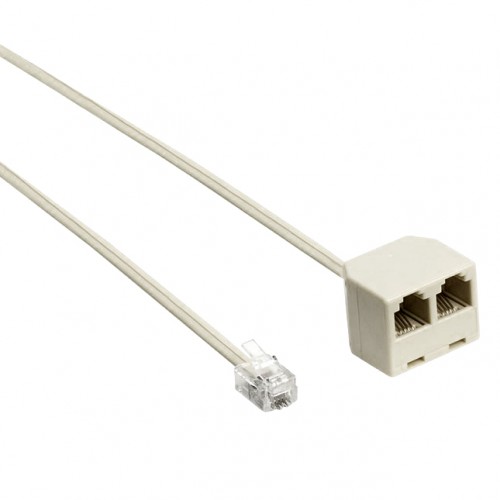 Τηλεφωνικό Καλώδιο Προέκτασης Αρσενικό/2 Θηλυκά 6P4C 0.2m Λευκό T206 TOP ELECTRONIC