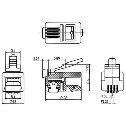 Τηλεφωνικό Φις 4P4C YH4-402 (SS320) 100τμχ TOP ELECTRONIC