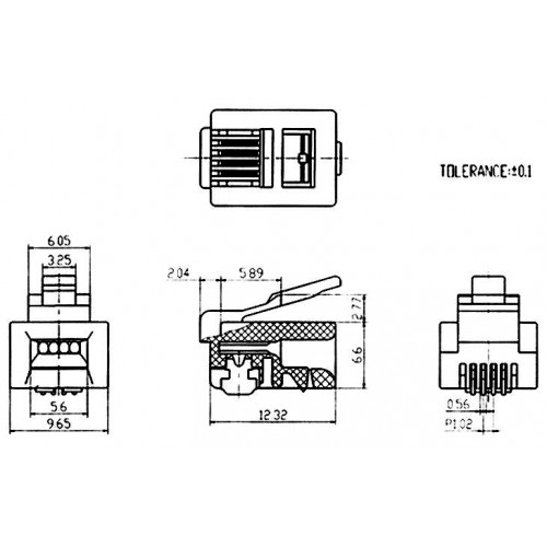 Τηλεφωνικό Φις 6P4C YH6-604 (SS320) 100τμχ TOP ELECTRONIC