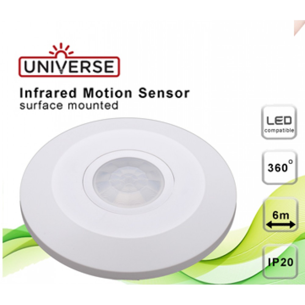 Αισθητήρας Κίνησης Οροφής Υπέρυθρος  360º ST05C  2000W/230VAC Λευκός Universe