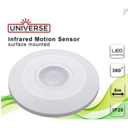Αισθητήρας Κίνησης Οροφής Υπέρυθρος  360º ST05C  2000W/230VAC Λευκός Universe