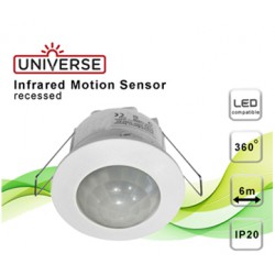 Χωνεύτος Αισθητήρας Κίνησης Υπέρυθρος 360° 1200W 230V Λευκός Universe
