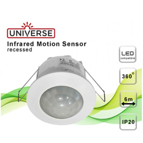 Χωνεύτος Αισθητήρας Κίνησης Υπέρυθρος 360° 1200W 230V Λευκός Universe
