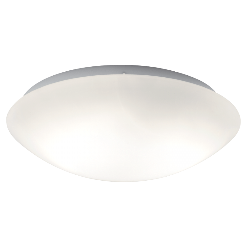 Πλαφονιέρα Από Οπάλ Σατινάτο Γυαλί Και Λευκή Μεταλλική Βάση Μικρό Μέγεθος Disk VIOKEF