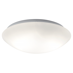 Πλαφονιέρα Από Οπάλ Σατινάτο Γυαλί Και Λευκή Μεταλλική Βάση Μεγάλο Μέγεθος Disk VIOKEF