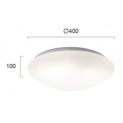 Πλαφονιέρα Από Οπάλ Σατινάτο Γυαλί Και Λευκή Μεταλλική Βάση XXL Μεγάλο Μέγεθος Disk VIOKEF