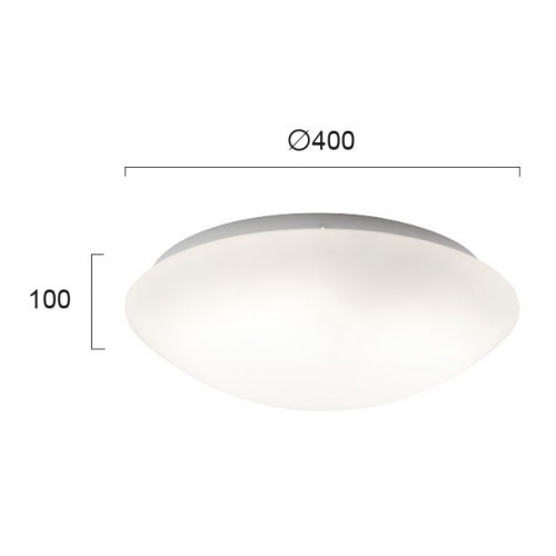 Πλαφονιέρα Από Οπάλ Σατινάτο Γυαλί Και Λευκή Μεταλλική Βάση XXL Μεγάλο Μέγεθος Disk VIOKEF