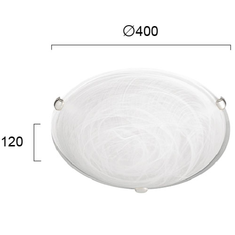 Πλαφονιέρα Οροφής Γυαλί Σε Decor Αλάβαστρο Λευκό Και Δέσιμο Νίκελ Ματ D:400 Electra VIOKEF