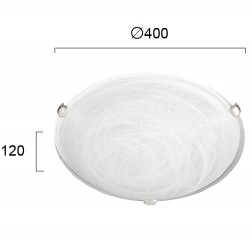 Πλαφονιέρα Οροφής Γυαλί Σε Decor Αλάβαστρο Λευκό Και Δέσιμο Νίκελ Ματ D:400 Electra VIOKEF