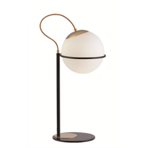 Φωτιστικό Πορτατίφ Με Λευκό Οπάλ Ματ Γυαλί Και Χρυσές - Μαύρες Λεπτομέριες 1xE27 Ferero VIOKEF