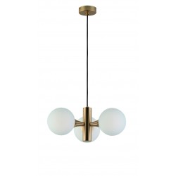 Κρεμαστό Φωτιστικό Με Λευκό Γυαλί Οπάλ Ματ Και Ανάρτηση Χρυσή Ματ 3xE14 Globe VIOKEF