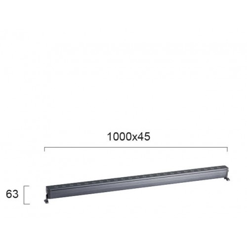 LED Γραμμικό Wall Washer Αλουμινίου Σε Ανθρακί 10º Σε Τρία Μεγέθη IP65 Marvel VIOKEF