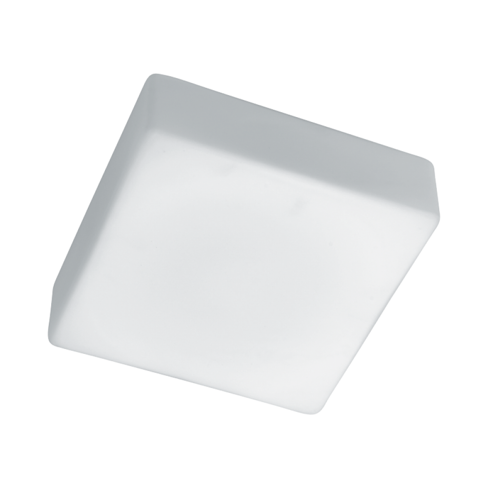 Πλαφονιέρα Τετράγωνη Από Οπάλ Σατινάτο Γυαλί Και Λευκή Μεταλλική Βάση 28x28cm Tito VIOKEF