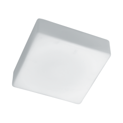 Πλαφονιέρα Τετράγωνη Από Οπάλ Σατινάτο Γυαλί Και Λευκή Μεταλλική Βάση 28x28cm Tito VIOKEF