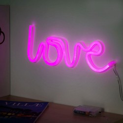 Led Επιτοίχιο Φωτιστικό Φωτεινή Επιγραφή Με Φως Νέον Love ΟΕΜ