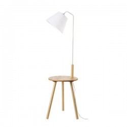 Φωτιστικό Δαπέδου Ξύλινο Σε Λευκή Αποχρώση Με Τραπεζάκι 1x E27 max 40W Aca