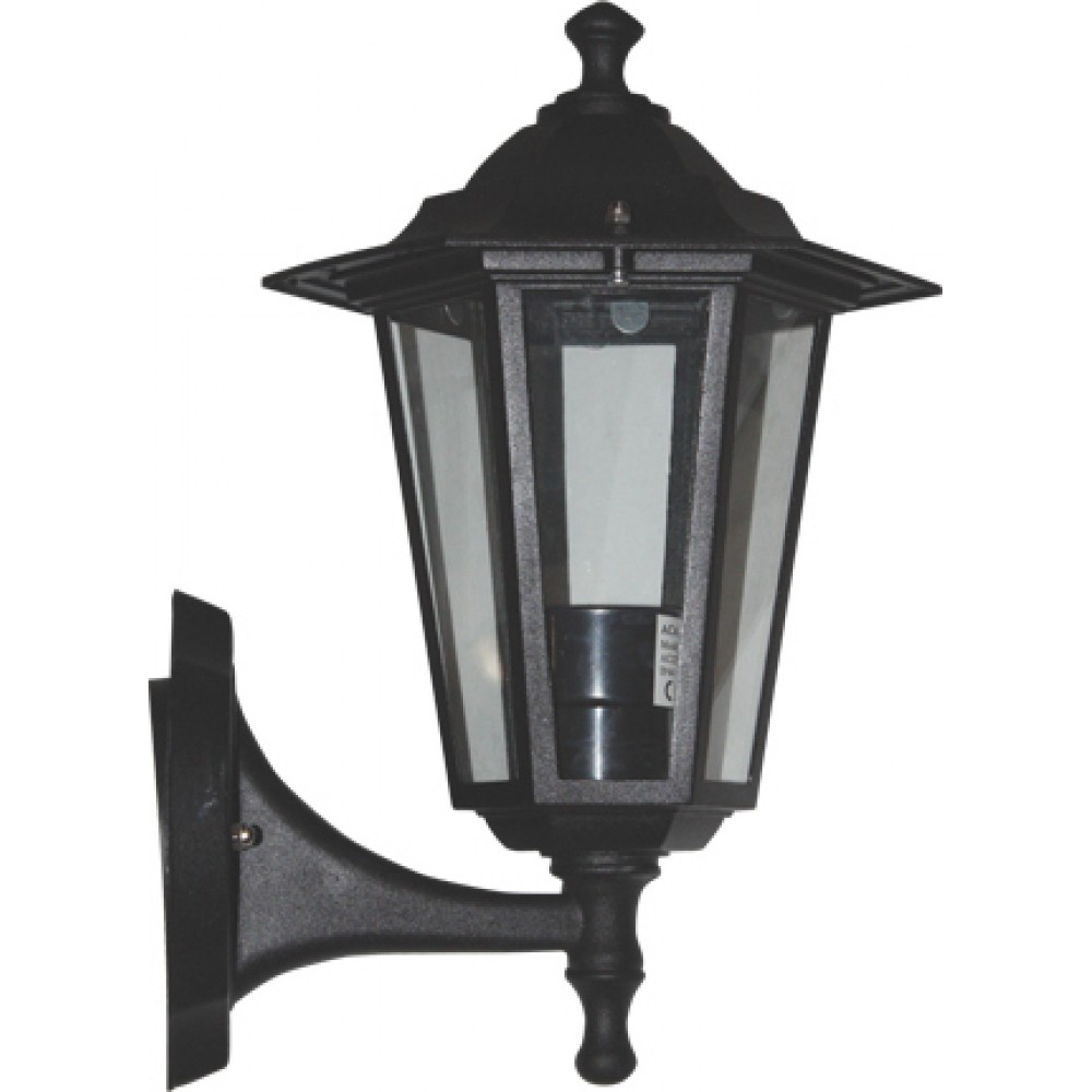 Φανάρι Επιτοίχιο Αλουμινίου Σε Μαυρό Εξάγωνο IP44 1x E27 ACA