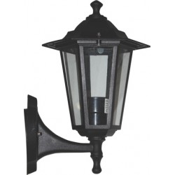 Φανάρι Επιτοίχιο Αλουμινίου Σε Μαυρό Εξάγωνο IP44 1x E27 ACA