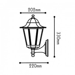 Φανάρι Επιτοίχιο Αλουμινίου Σε Μαυρό Εξάγωνο IP44 1x E27 ACA
