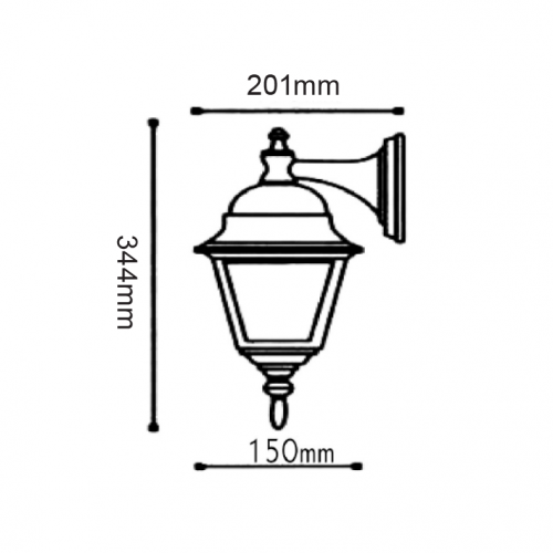 Φανάρι Επιτοίχιο Αλουμινίου Με Λάμπα Κάτω Σε Χρυσό Μαύρο Τετράγωνο IP45 1x E27 ACA