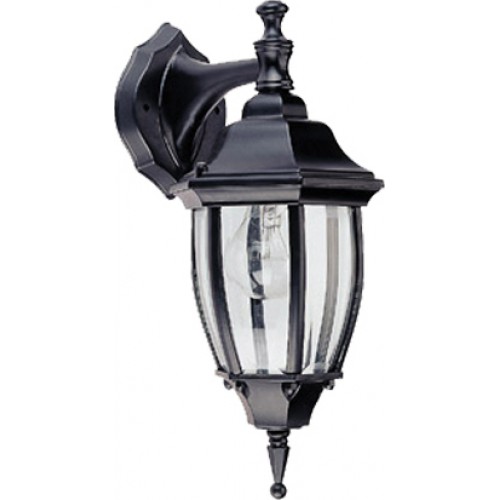 Φανάρι Απλίκα Αλουμινίου Με Λάμπα Κάτω Σε Μαύρο Εξάγωνη IP45 1x E27 ACA