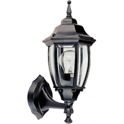 Φανάρι Επιτοίχιο Αλουμινίου Σε Μαύρο Εξάγωνο IP45 1x E27 ACA