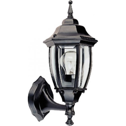 Φανάρι Επιτοίχιο Αλουμινίου Σε Μαύρο Εξάγωνο IP45 1x E27 ACA