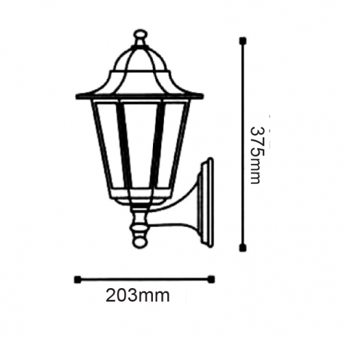 Φανάρι Επιτοίχιο Αλουμινίου Σε Μαύρο Εξάγωνο IP45 1x E27 ACA
