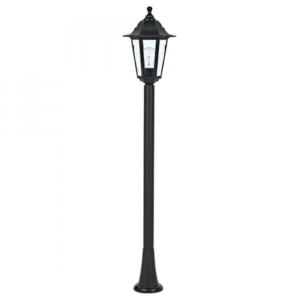 Κολώνα Εξωτερικού Χώρου Φανάρι Σε Μαύρο Χρώμα Εξάγωνη 105cm IP44 1x E27 ACA