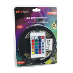 LED Ταινία 6W SMD 230V 100lm Αδιάβροχη IP65 RGB Με Control - 3 Μέτρα Σε Blister ACA